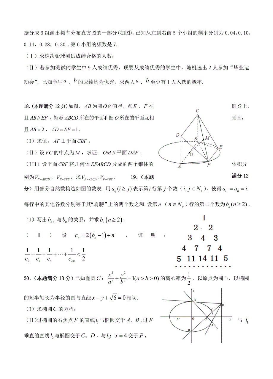 山东省师范大学附属中学高三最后一模数学文试题及答案_第4页