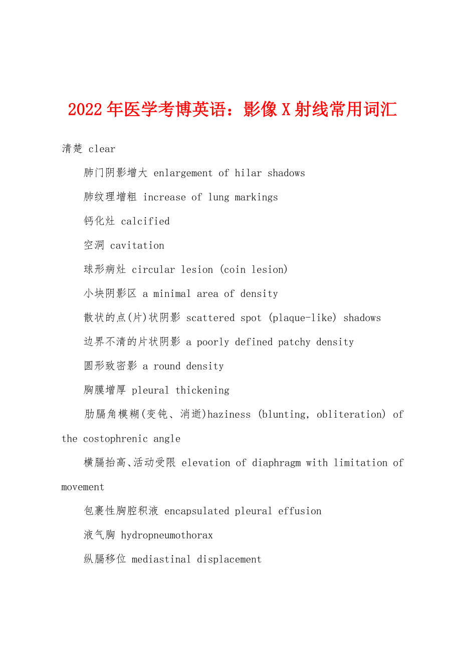 2022年医学考博英语：影像X射线常用词汇.docx_第1页