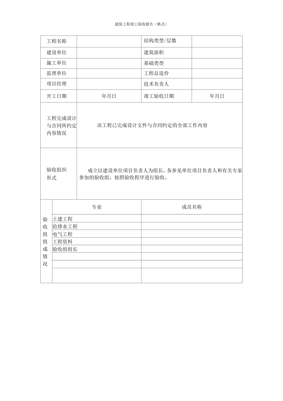 建筑工程竣工验收报告(格式)_第2页