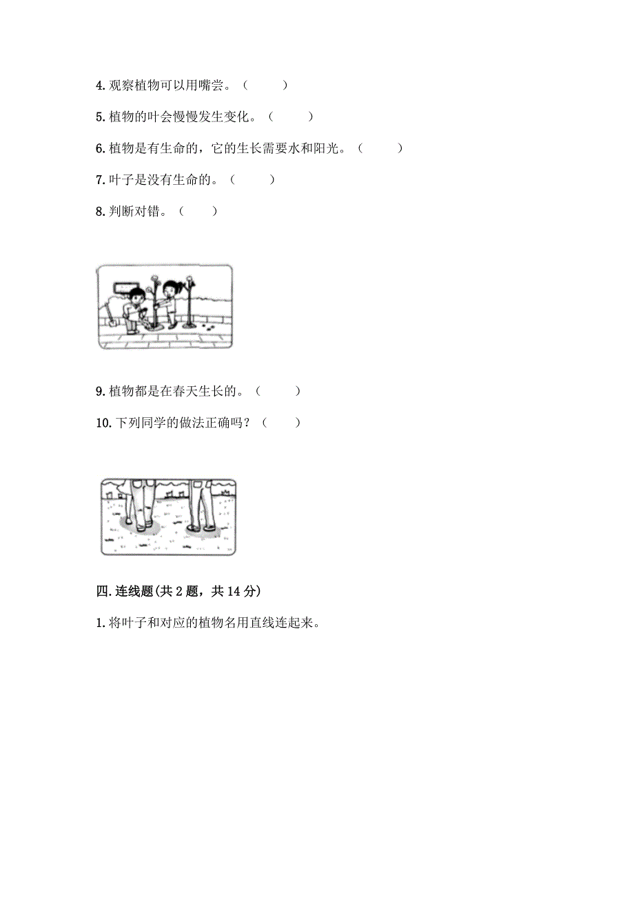 教科版科学一年级上册第一单元《植物》知识点测试卷(模拟题)word版.docx_第4页