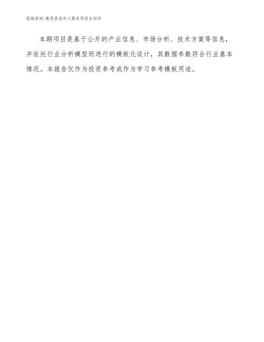鹿邑县老年人服务项目企划书【范文模板】_第5页