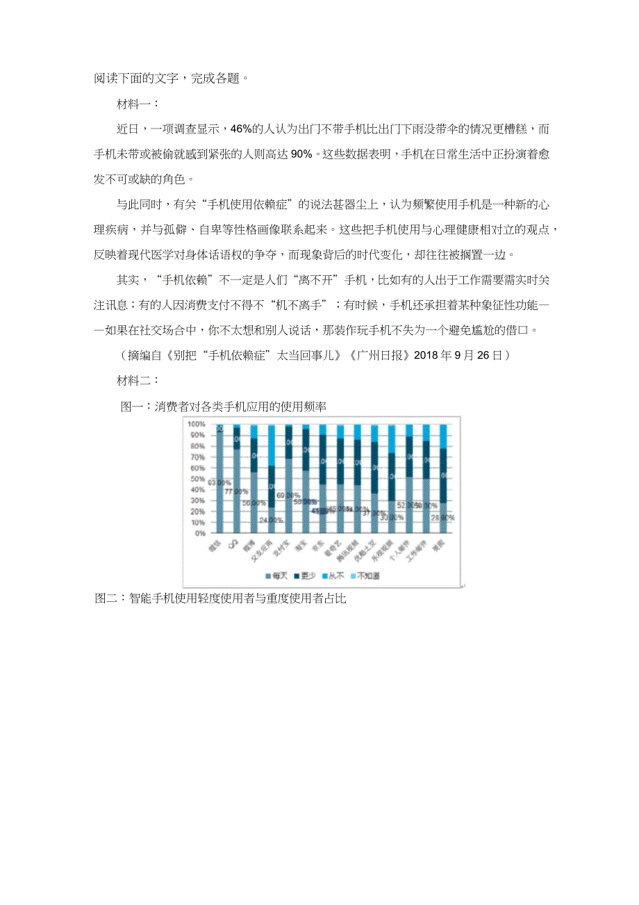 《手机依赖症》阅读练习及答案_第1页