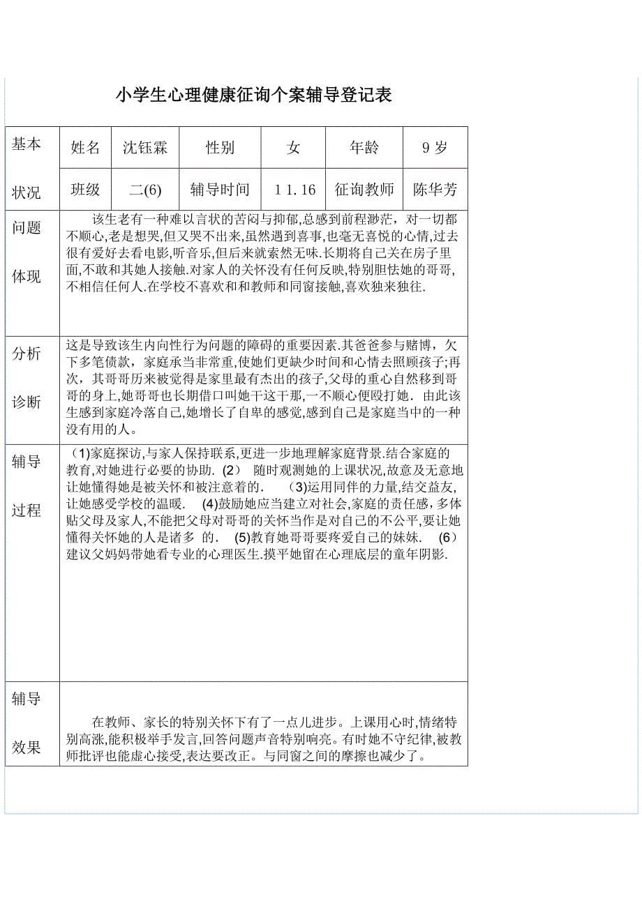 小学生心理健康辅导记录表206_第5页