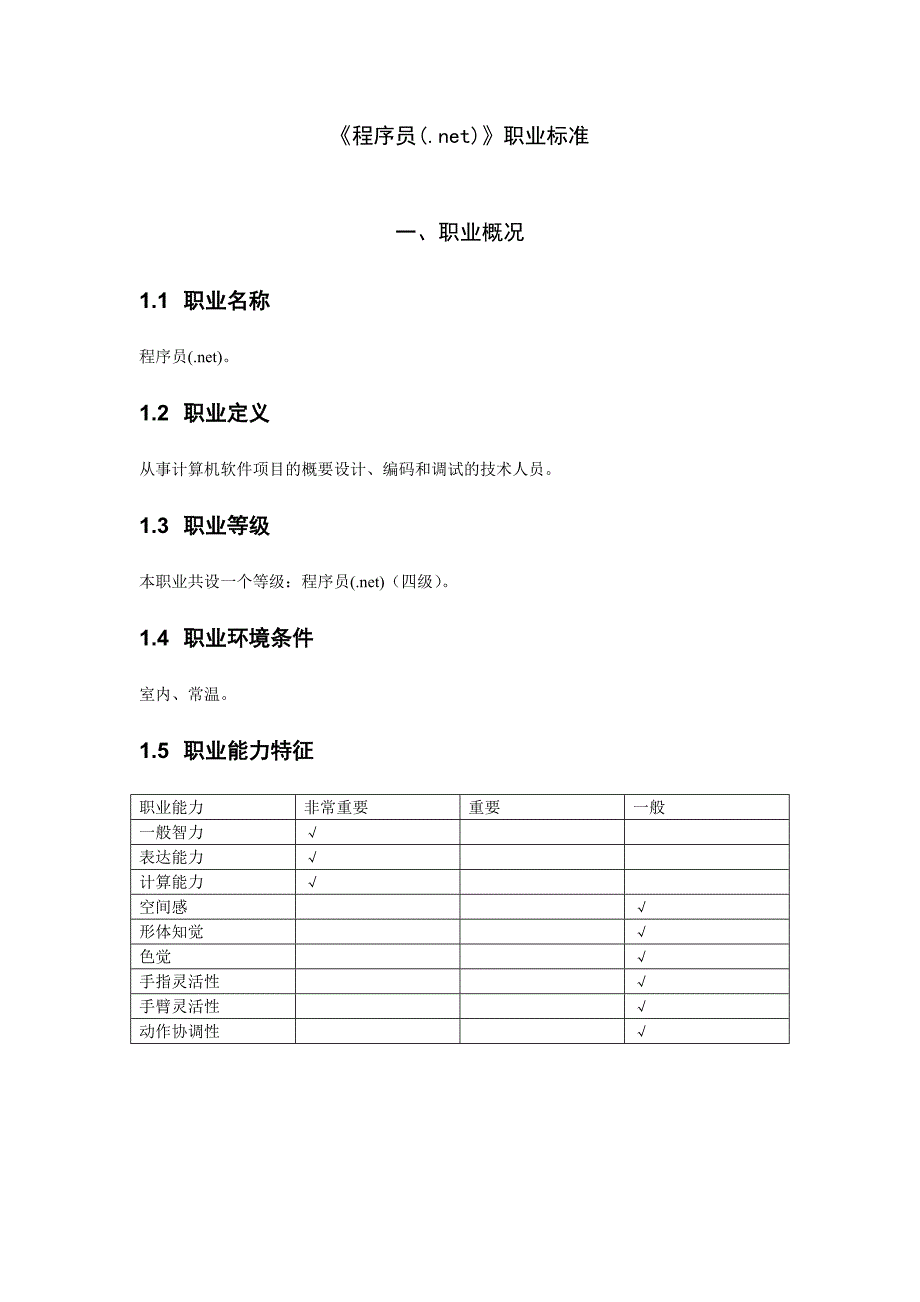 收藏的精品资料软件开发技术人员职业标准_第1页