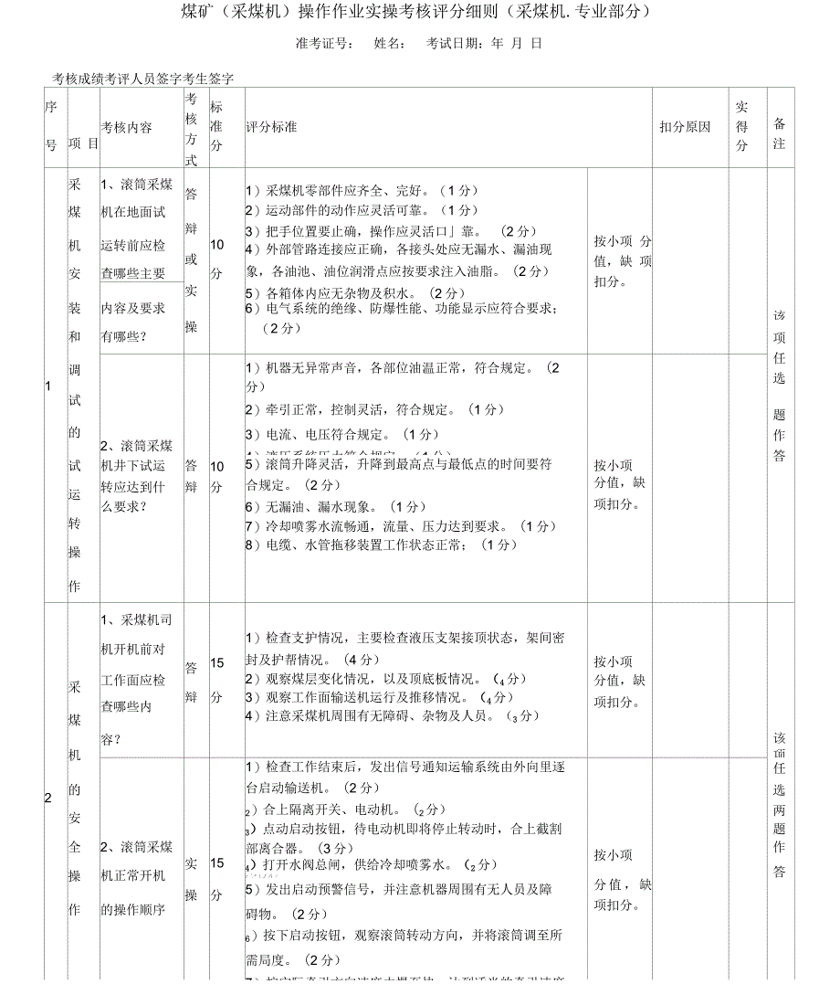 采煤机司机(实操考核)_第1页