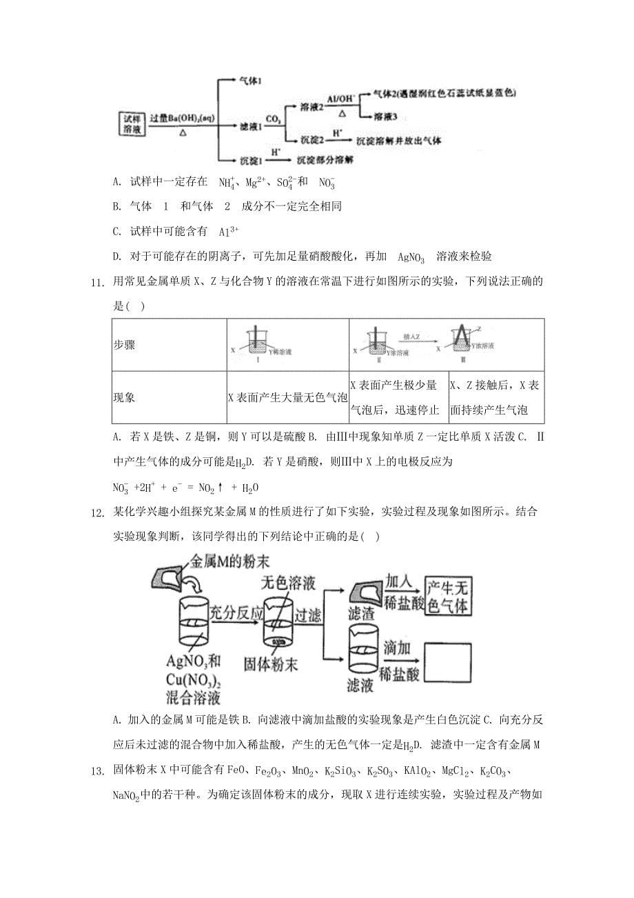 高三化学一轮复习无机化学推断题专题练4无机化学推理题【含答案】_第5页