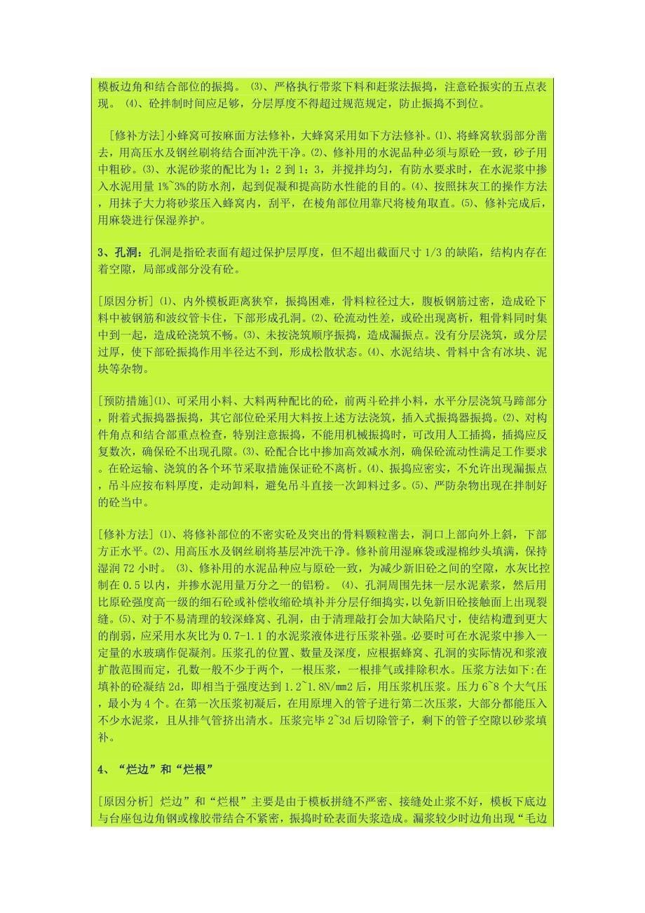 砼浇筑出现蜂窝麻面原因及预防措施_第5页