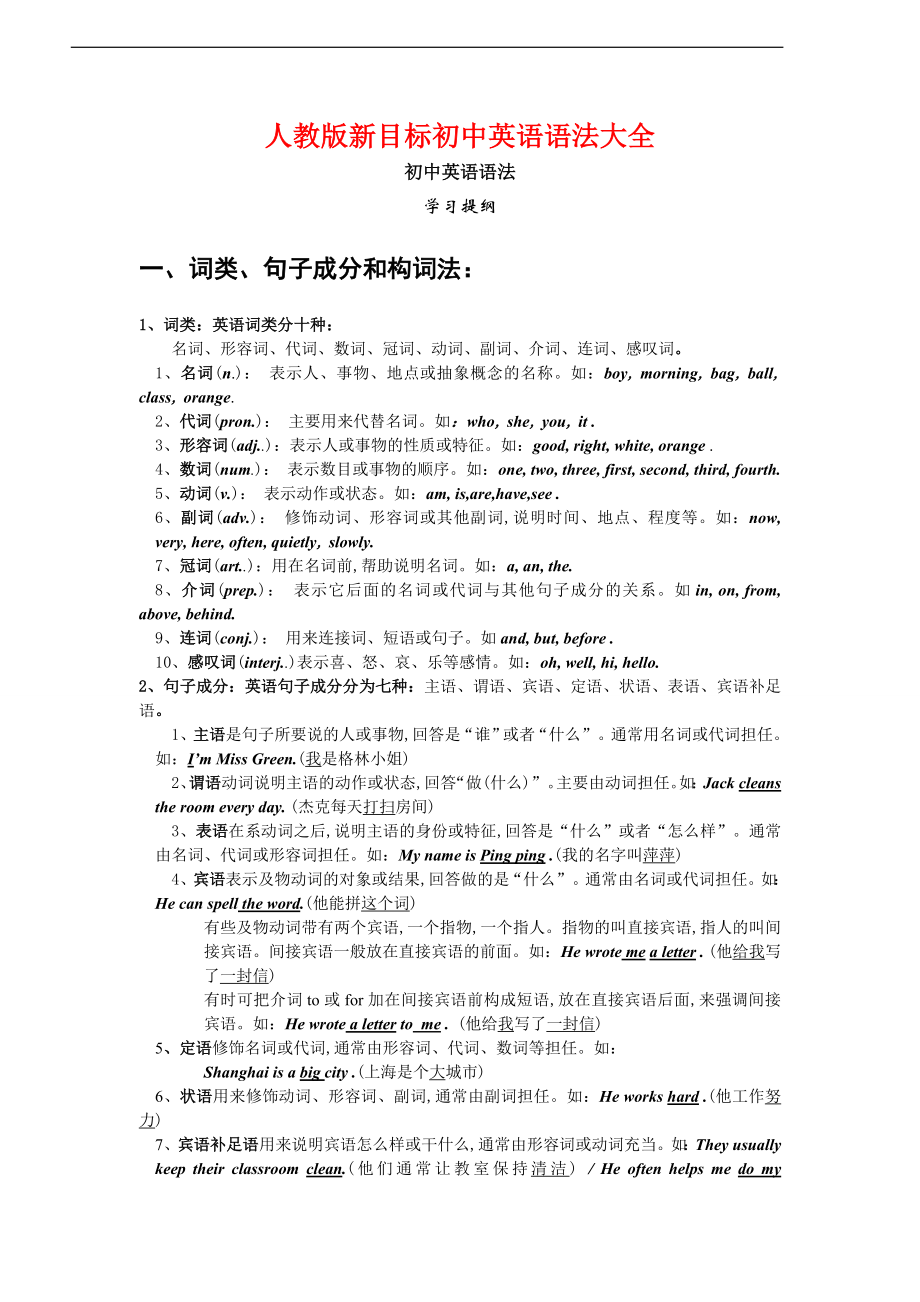 人教版初中英语语法大全.doc_第1页