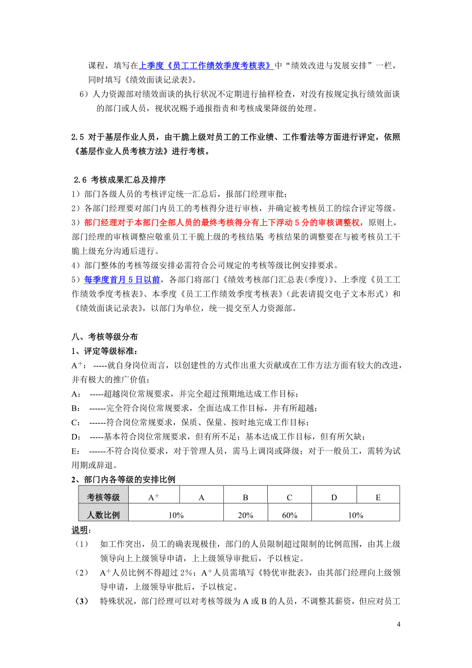 某公司员工季度绩效考核方案_第4页