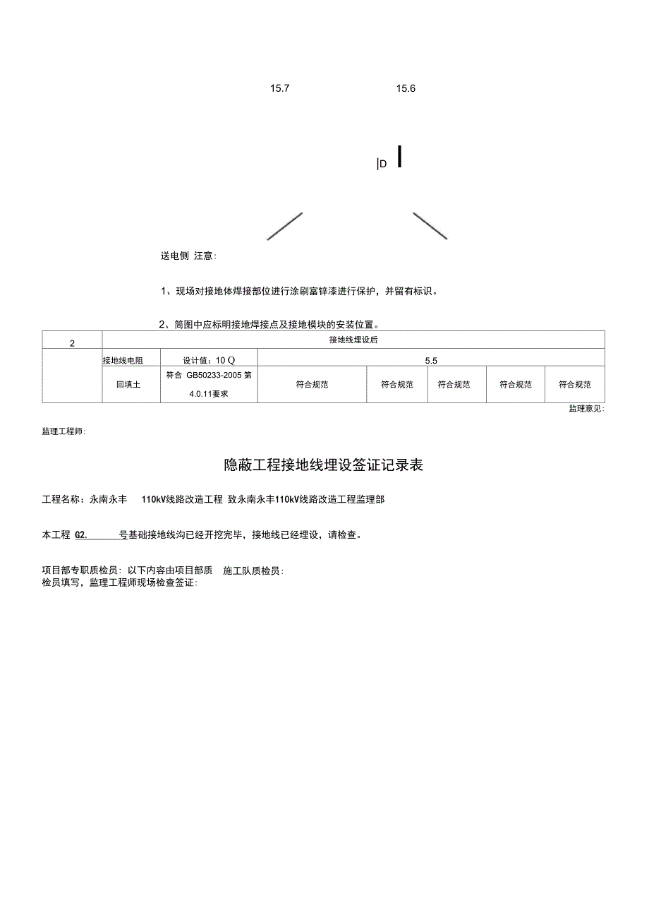 隐蔽工程接地线埋设签证记录文稿表_第2页