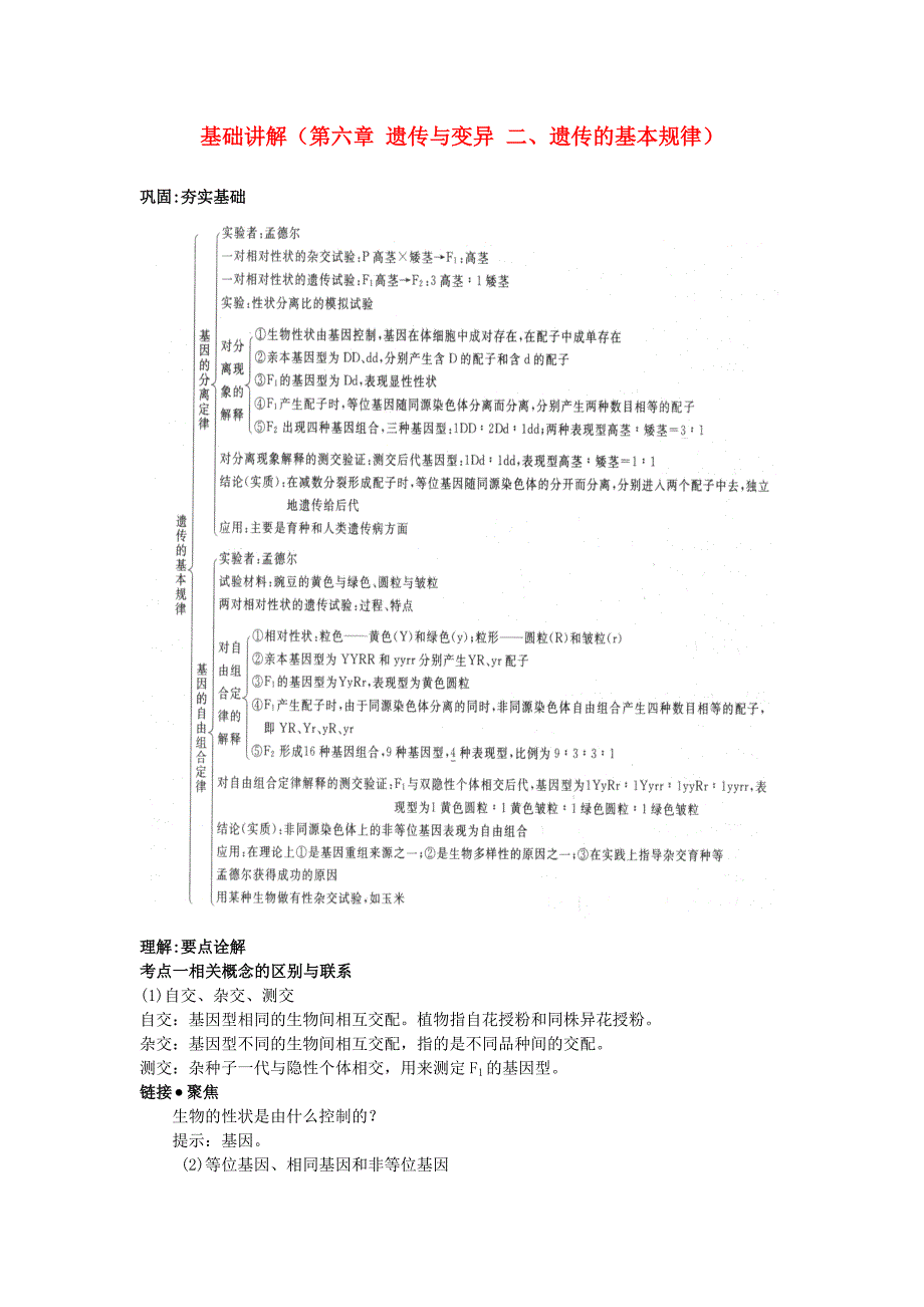 高中生物 第六章遗传与变异二遗传的基本规律基础讲解 新人教版_第1页
