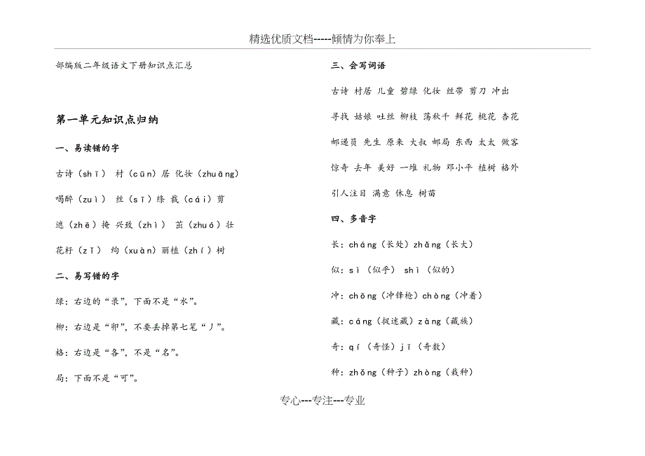 部编版二年级语文下册知识点汇总_第1页