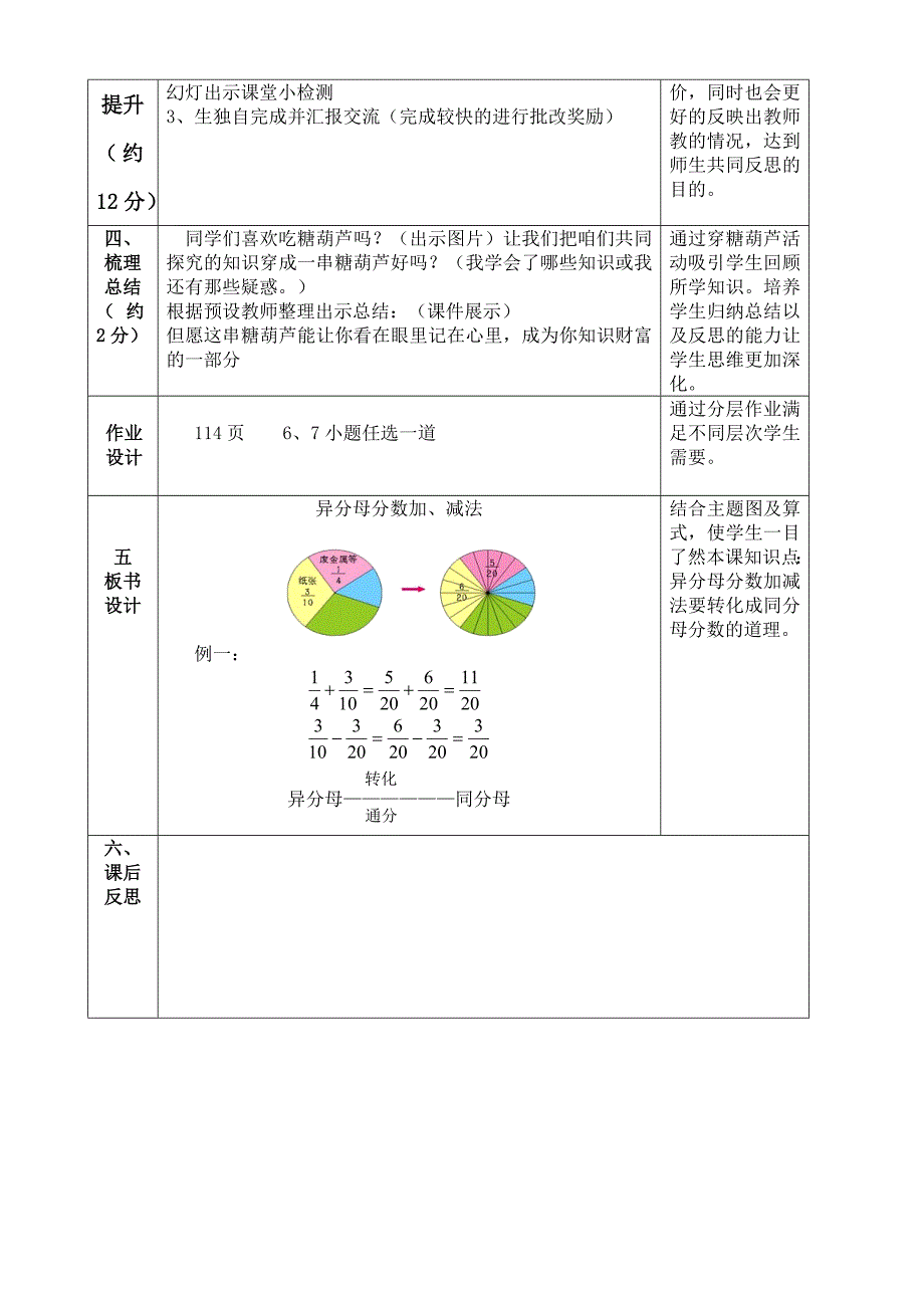 西瓦尔图中心校张文生教学设计异分母分数加减法MicrosoftWord2_第4页