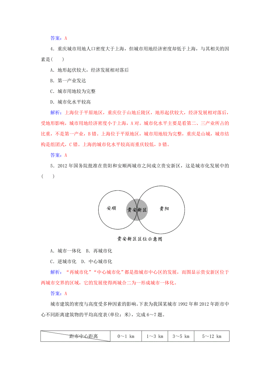 精编山东省高密市第三中学高考地理一轮复习课时作业：7.2城市化 Word版含解析_第2页