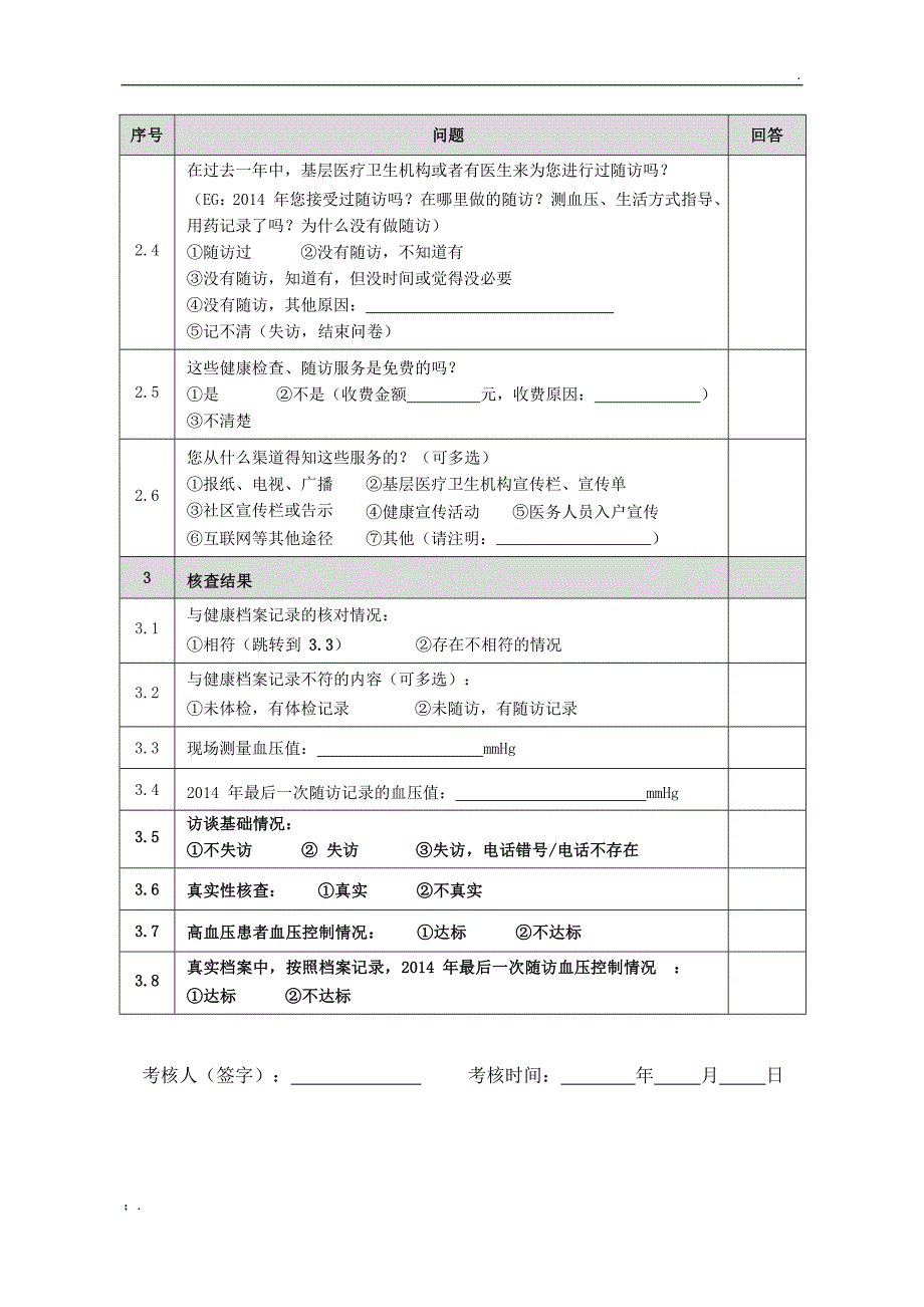 基本公共卫生服务项目高血压患者健康管理核查表_第2页