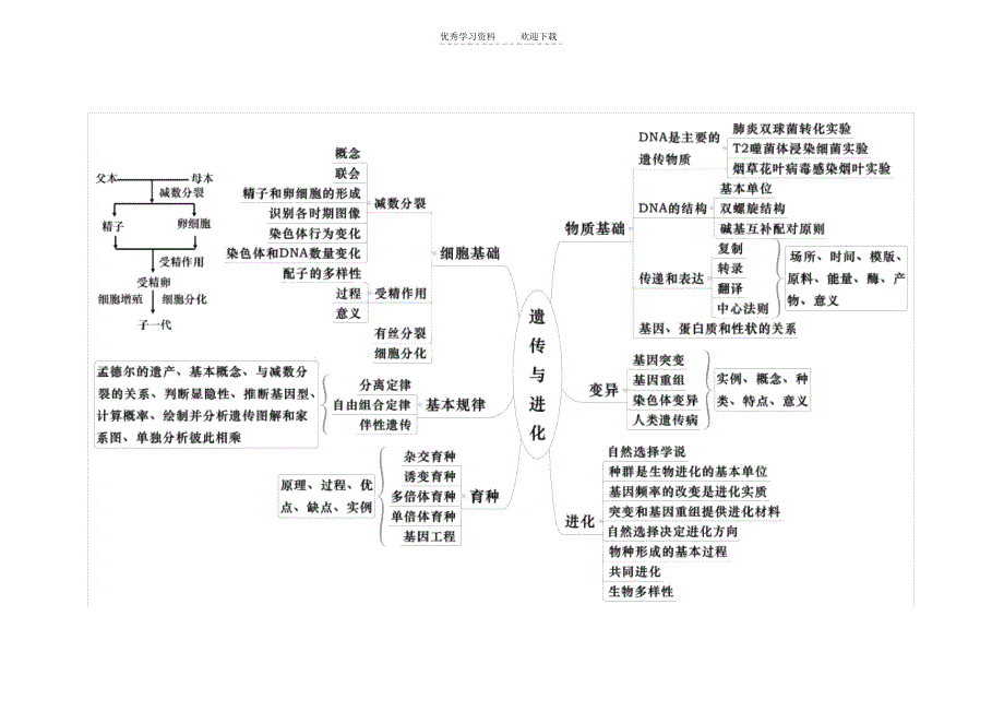 人教版教学素材《遗传与进化》思维导图_第1页