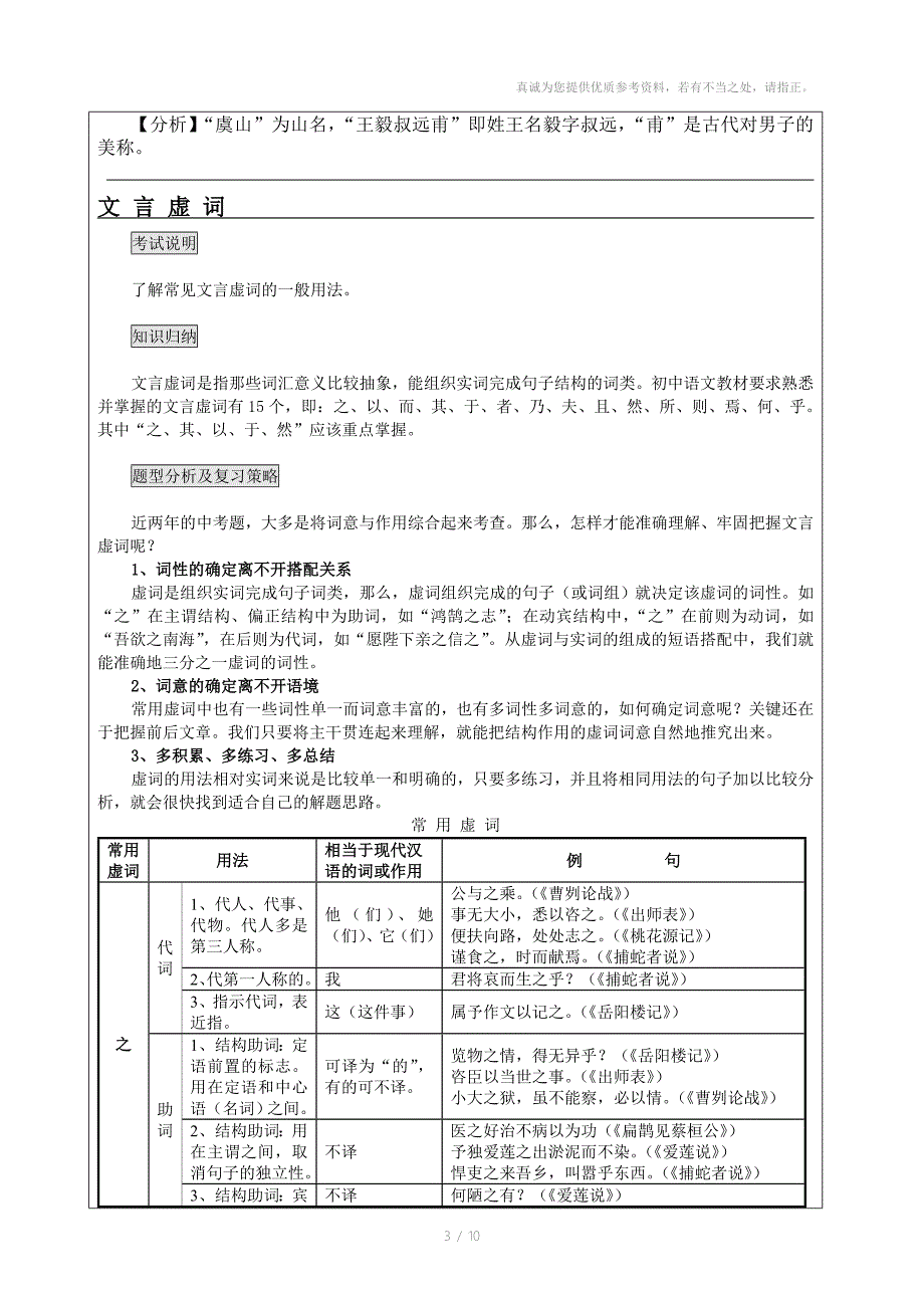 九年级语文期小班讲义10文言文虚词_第3页