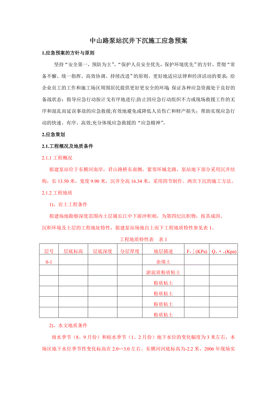 江阴市东横河污水截流系统工程沉井下沉施工应急预案_第3页