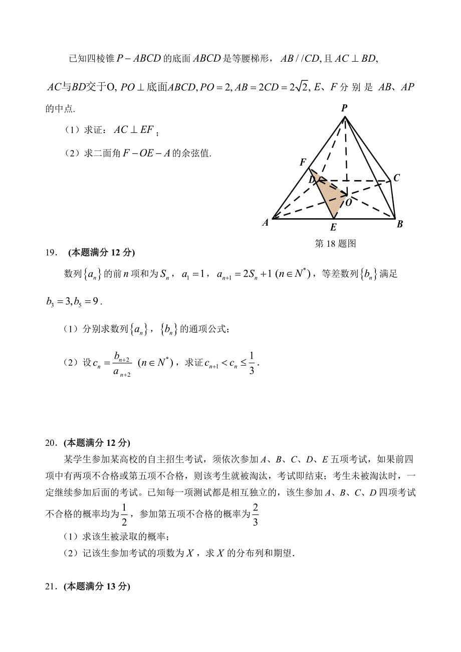 2013年高考济南市一模考试理科数学试题_第5页