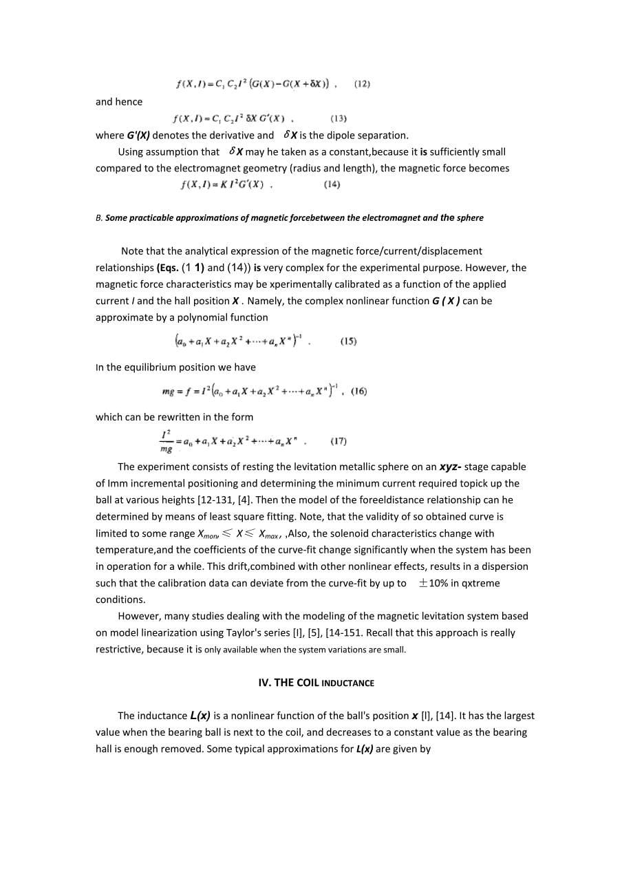 外文翻译--一个教学用的磁悬浮控制系统模型_第5页