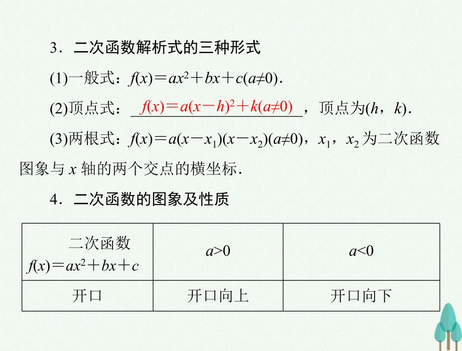 高考数学总复习 第二章 函数、导数及其应用 第7讲 一次函数、反比例函数及二次函数课件 文_第4页