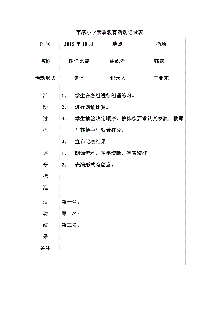 素质教育活动记录_第2页