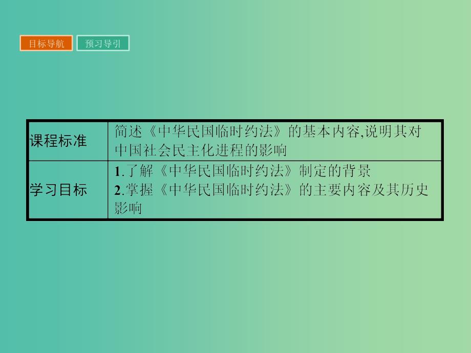 高中历史 第三单元 向封建专制统治宣战的檄文 3.3《中华民国临时约法》课件 新人教版选修2.ppt_第2页