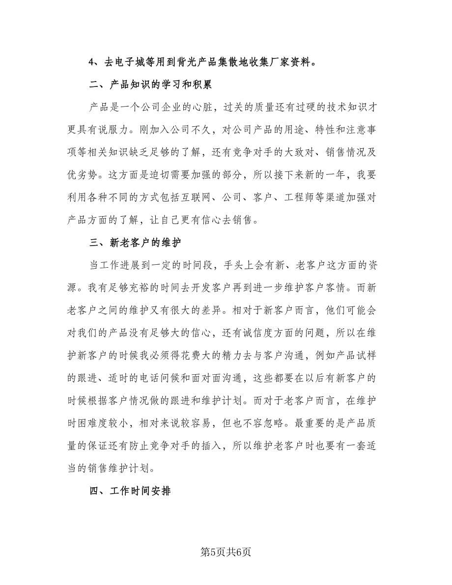 2023年度普通销售工作计划标准范文（三篇）.doc_第5页