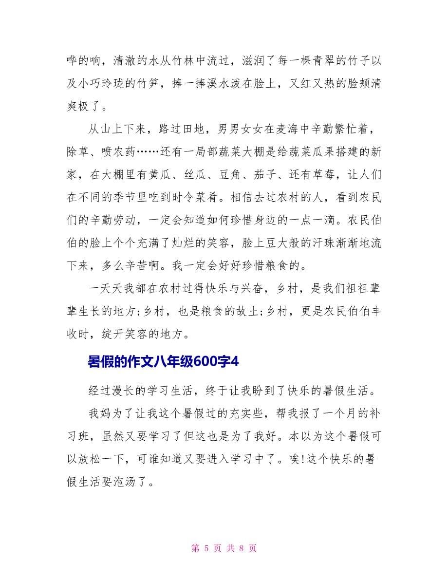 暑假的作文八年级600字暑假作文_第5页