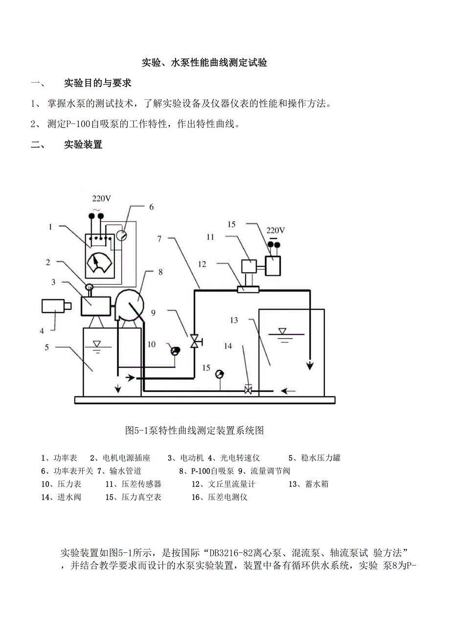 水泵性能曲线测定试验指导书_第1页