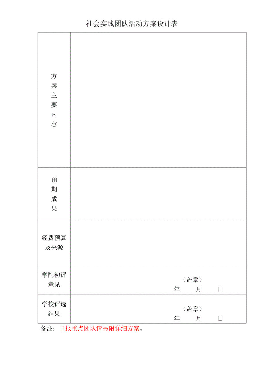 社会实践团队活动方案设计表_第2页