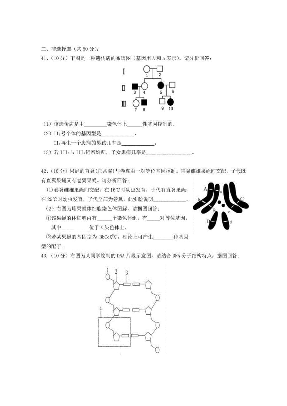 高二生物寒假作业及答案_第5页