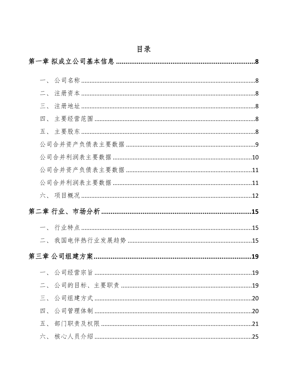 淮北关于成立电伴热带公司可行性研究报告(DOC 79页)_第2页