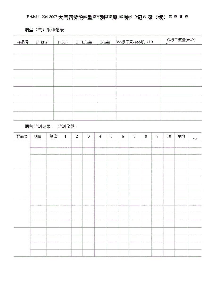1204 大气污染物监测原始记录_第4页