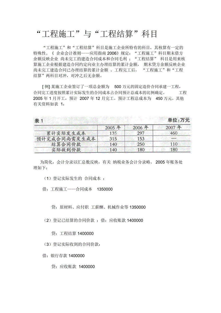 工程施工、工程结算科目_第1页