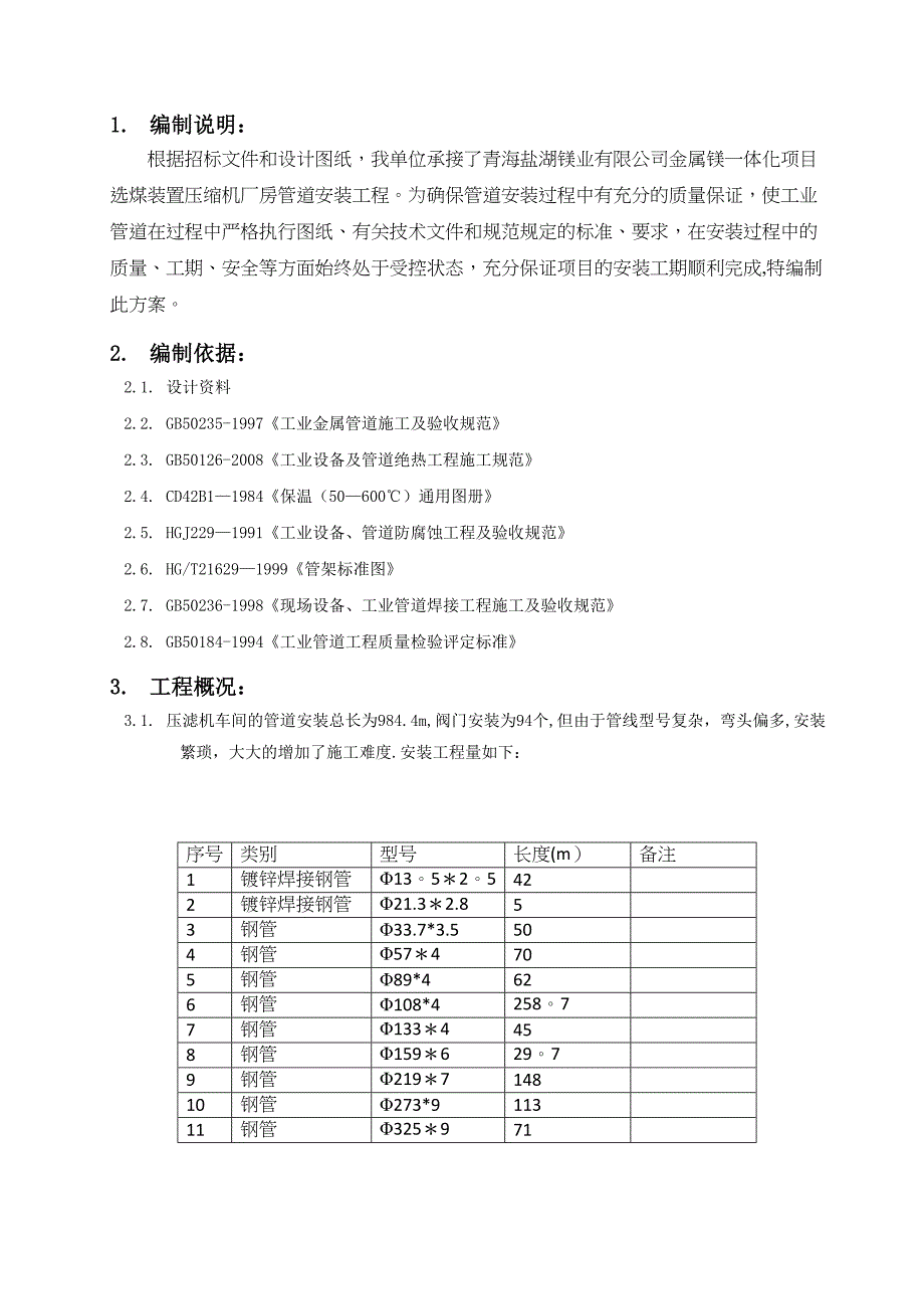 【施工方案】压滤机厂房管道安装施工方案-Microsoft-Word-文档(DOC 34页)_第2页