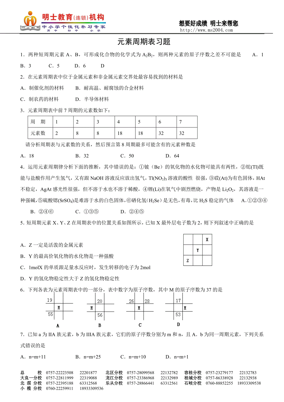 第一章 元素周期表练习_第1页