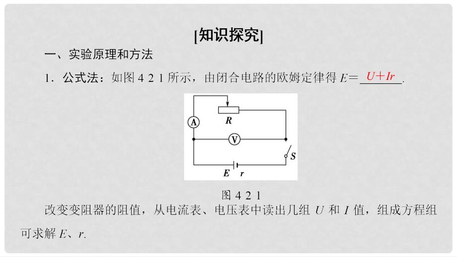 高中物理 第4章 探究闭合电路欧姆定律 4.2 测量电源的电动势和内阻课件 沪科版选修31_第3页