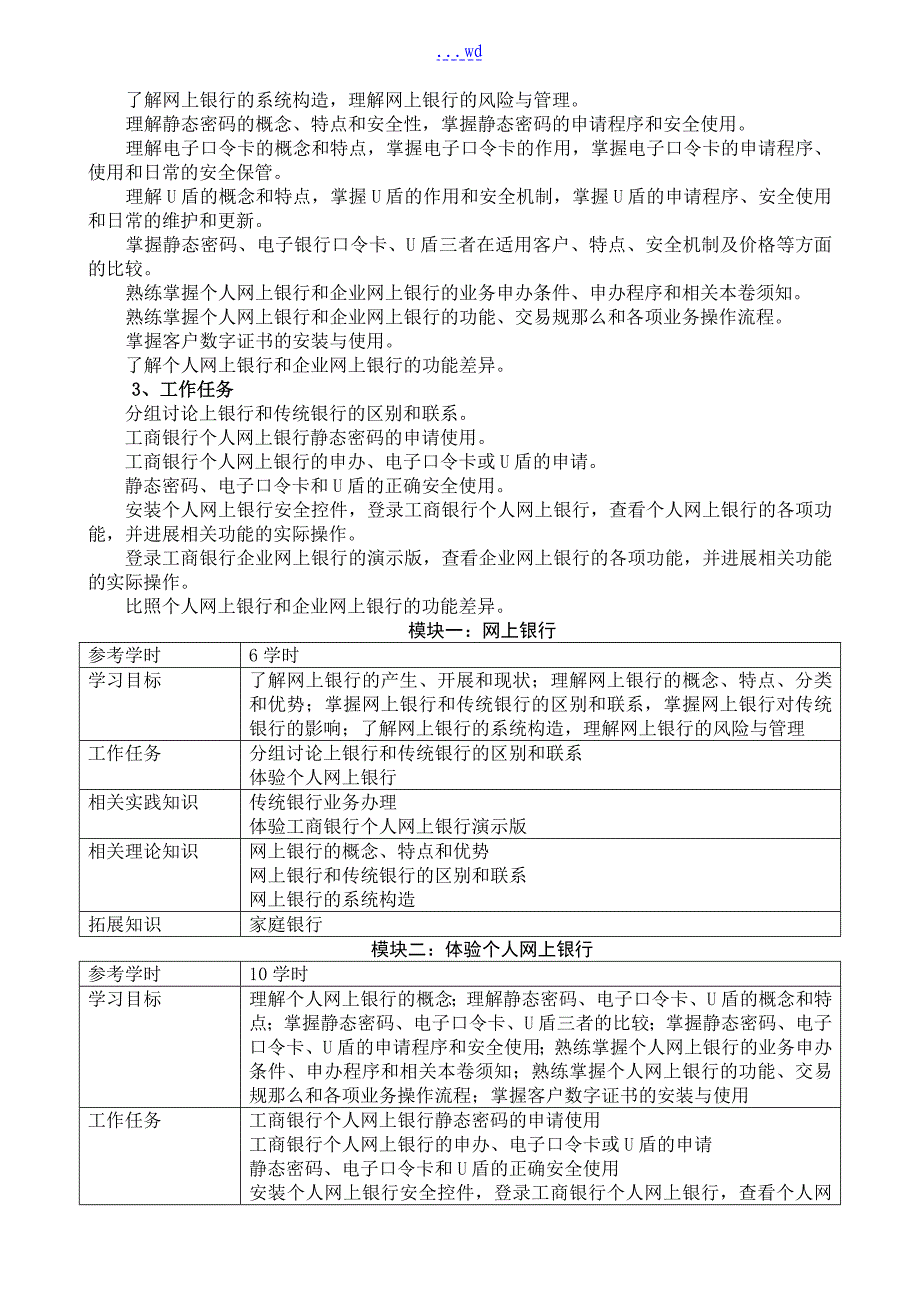 网络银行和电子支付课程标准_第3页