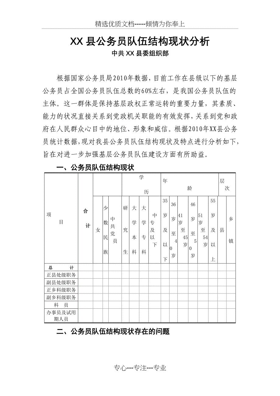县公务员队伍结构现状分析(共6页)_第1页