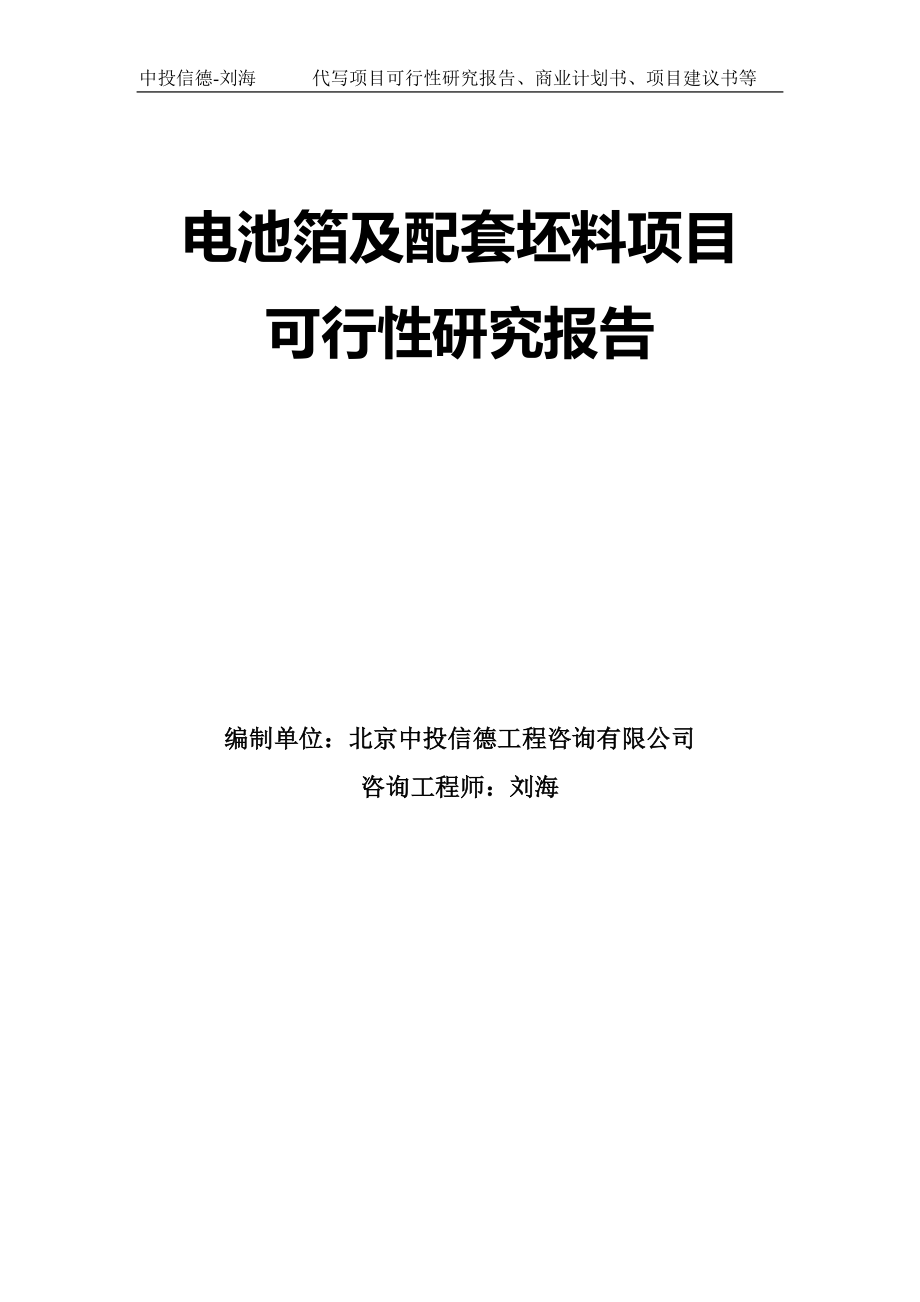 电池箔及配套坯料项目可行性研究报告模板-拿地立项_第1页