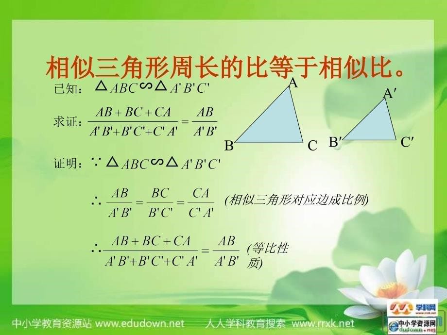 鲁教版数学八上2.6相似三角形的性质课件_第5页