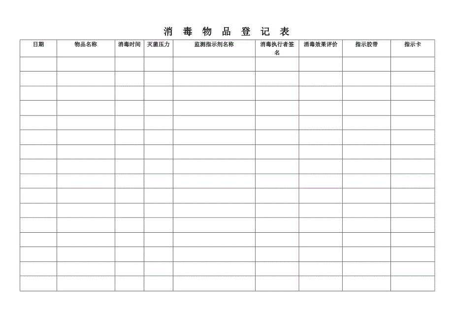 医院消毒物品登记表_第1页