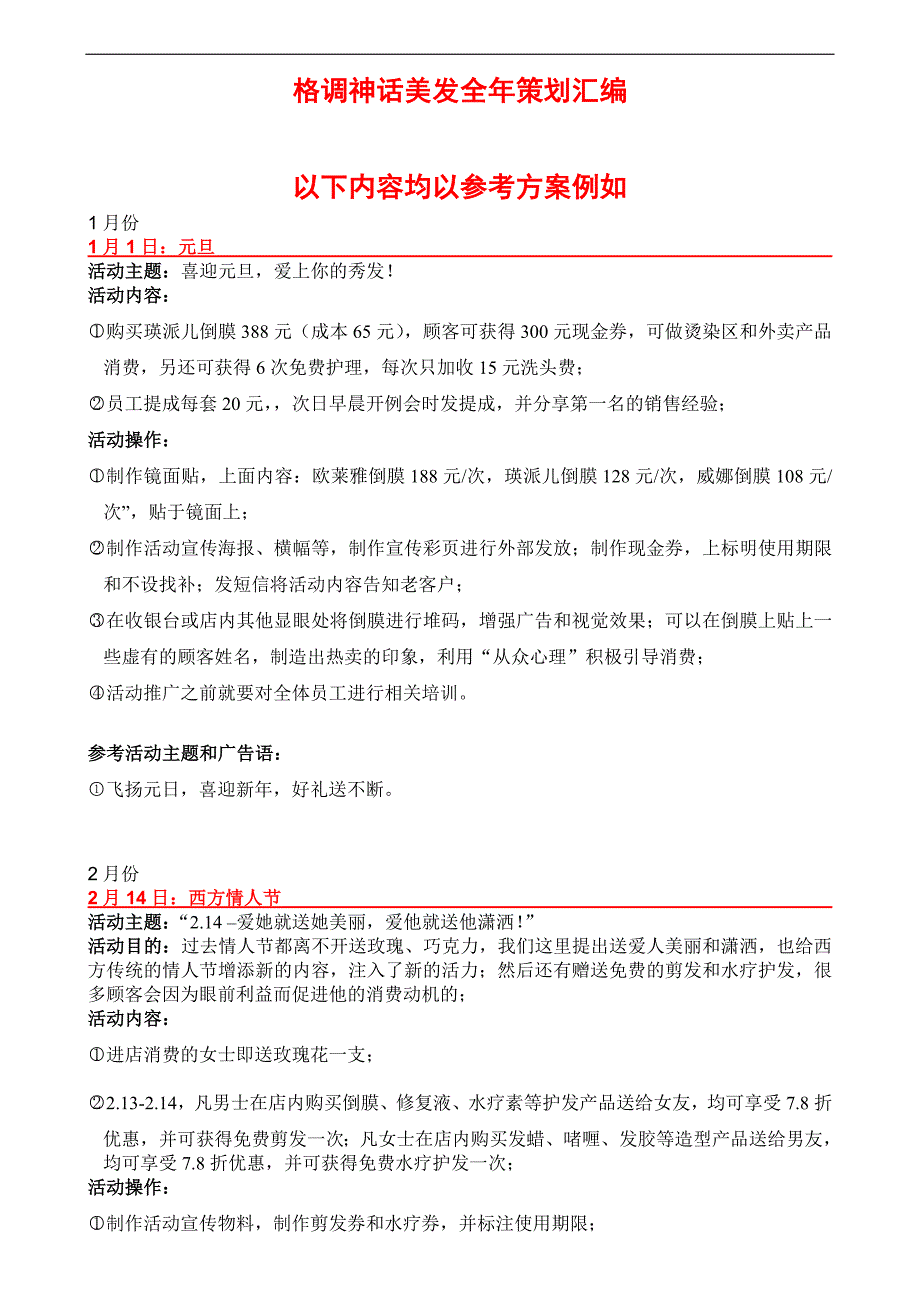 格调神话美发全年策划实战案例超经典_第1页