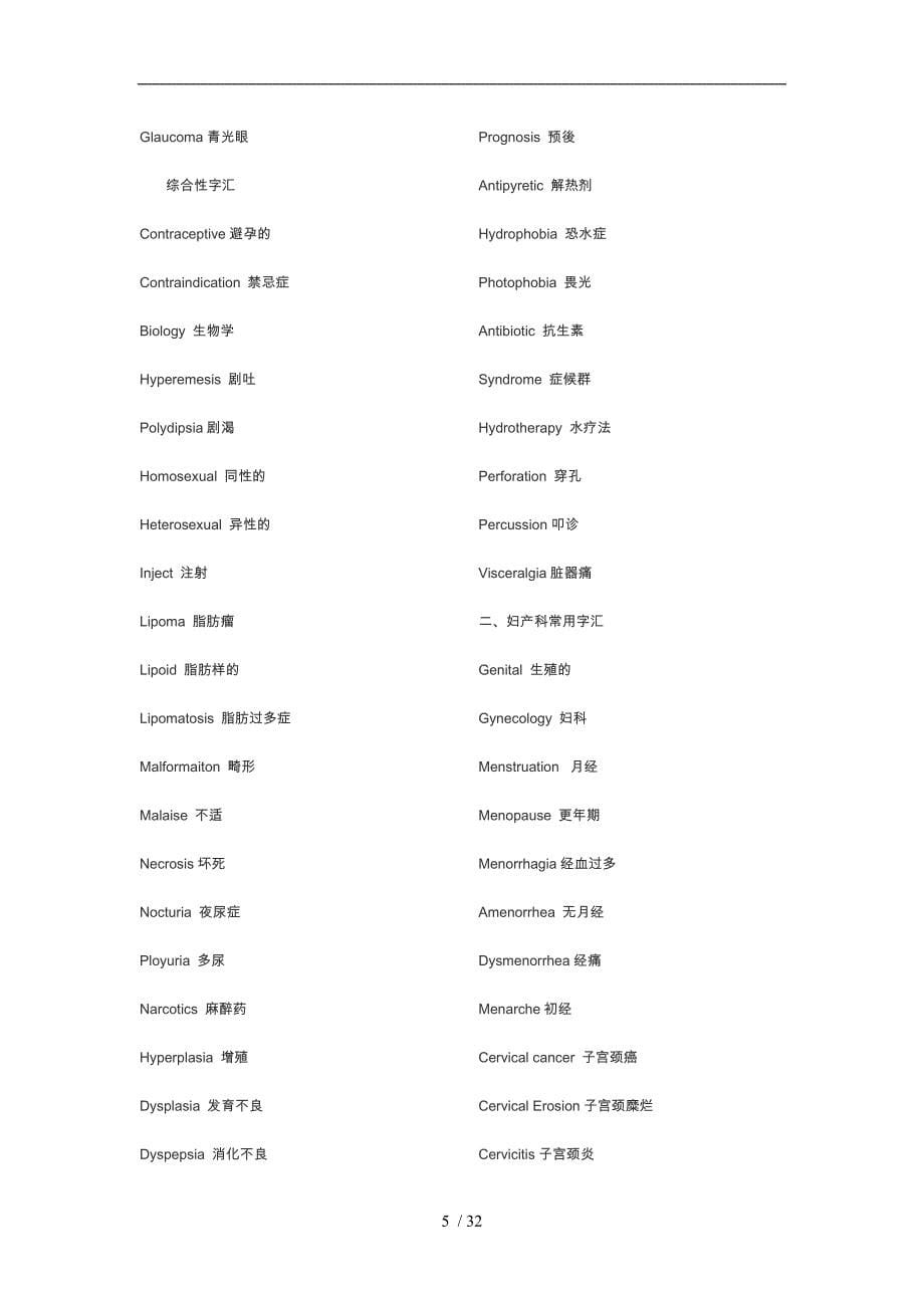 医学专业英语词汇_第5页