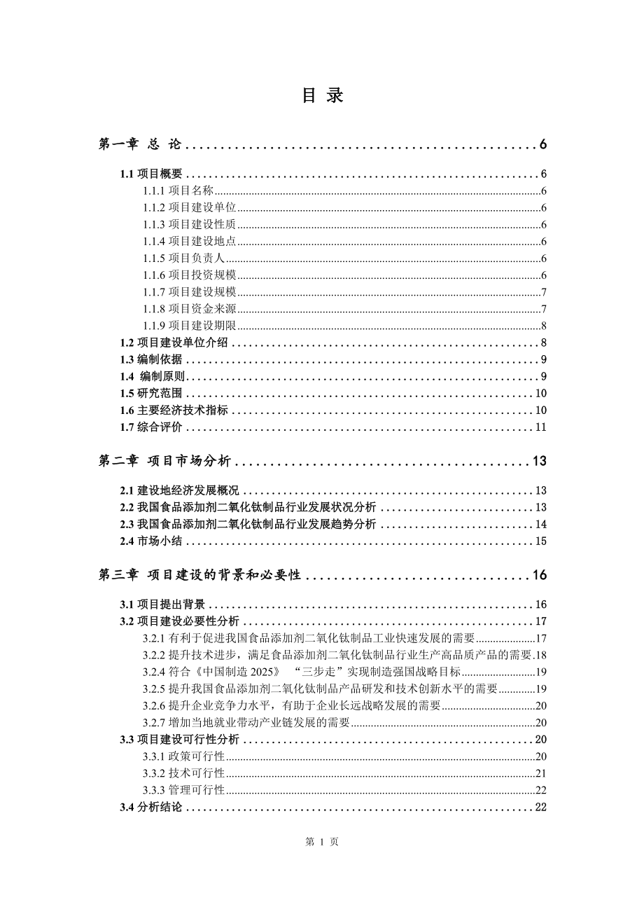 食品添加剂二氧化钛制品项目可行性研究报告模版_第2页