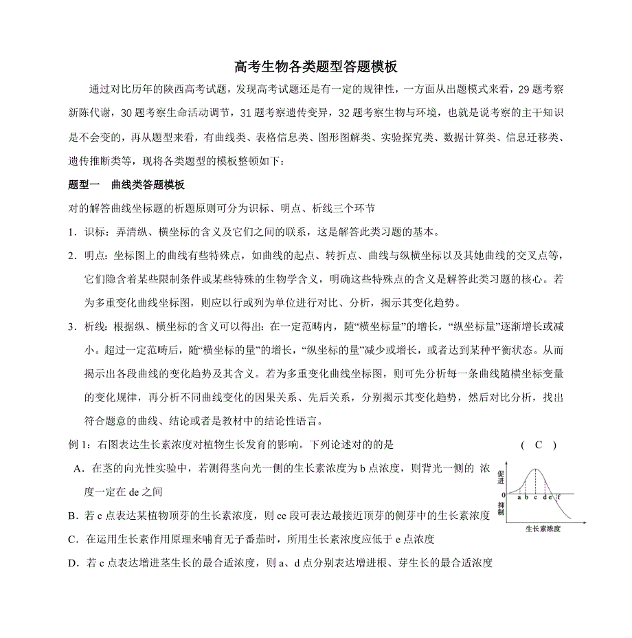 高考生物各类题型答题模板_第1页