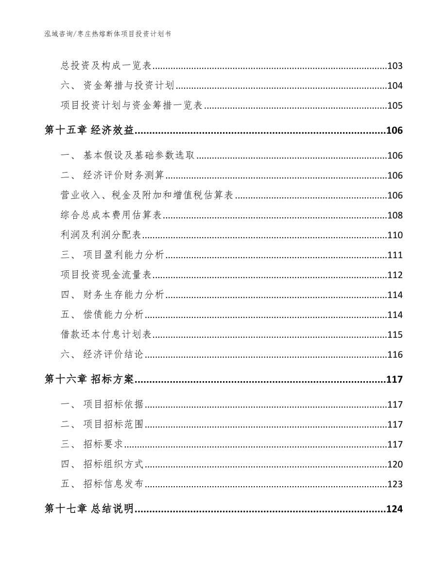枣庄热熔断体项目投资计划书【范文模板】_第5页