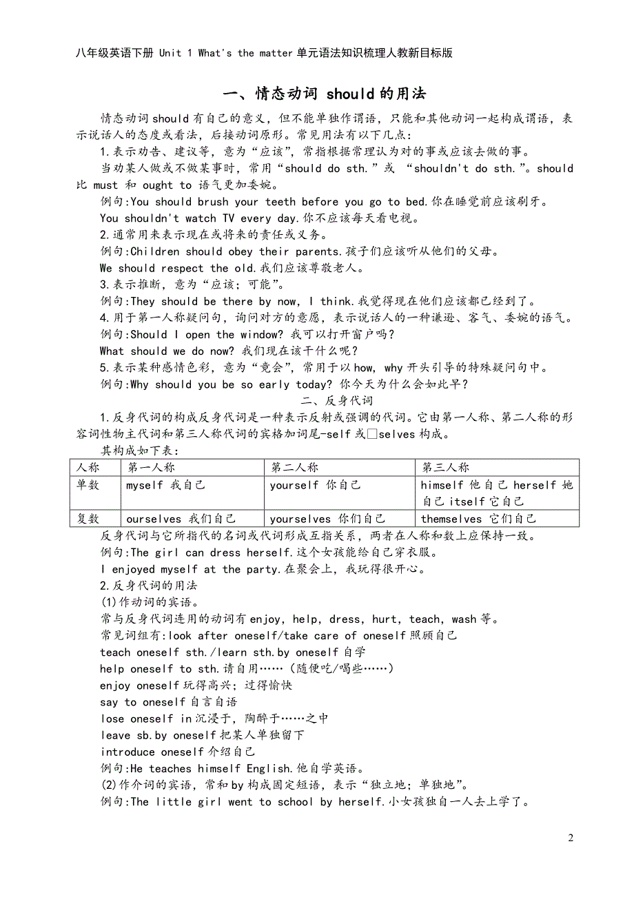 八年级英语下册-Unit-1-What&#39;s-the-matter单元语法知识梳理人教新目标版.doc_第2页