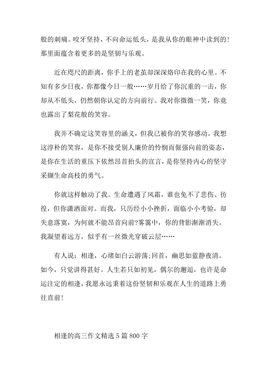 相逢的高三作文精选5篇800字_第2页